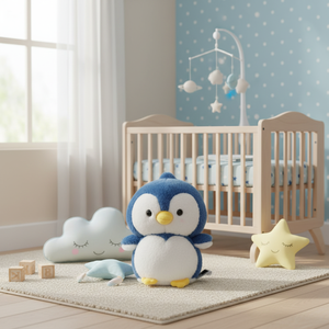 Peluche pingouin bleu, jouet doux décoratif pour bébé et enfant, fabriqué en Chine, modèle AL1216 - Product Image 5