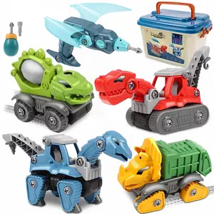 工場販売STEM 5 in1ディガーガベージトラックDIYビルディング分解恐竜建設車両子供用おもちゃ