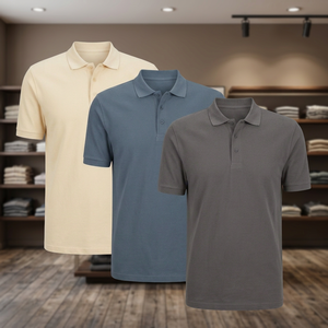 Men's Short Sleeve Knitted <b>Polo</b> <b>Shirt</b> Solid Color Casual Style Regular Fit Button Down Collar Gray <b>Blue</b> Beige - Product Image 3