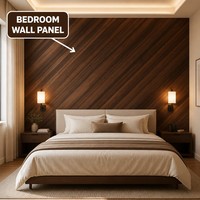 Panneau mural en lattes de bois diagonales pour salon moderne, taille personnalisée, OEM