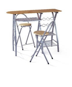 3-Piece Counter Height <strong>Small</strong> <strong>Space</strong> Saving Breakfast <strong>Dining</strong> <strong>Table</strong> Set with 2 Folding Chairs Kitchen Room - Product Image 2