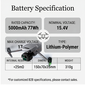 Accesorios para Drones, Batería Lipo de 5000 mAh para DJI Mavic 3 Pro/3 Classic/3 <span class=keywords><strong>Cine</strong></span>, 15.4 V, 46 Minutos de Vuelo, Repuesto - Product Image 3