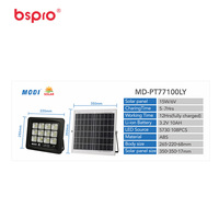 Projecteurs solaires LED étanches IP65 pour extérieur, nouvelle conception Bspro, matériau ABS résistant au vent, 100W, avec télécommande