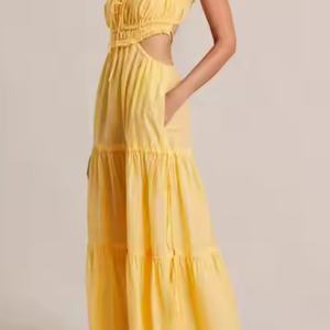 Nuevo Vestido de Playa de Verano de Alta Calidad, Sexy, con Tirantes Finos, Escote en V, Espalda Descubierta, de Lino y Algodón, Maxi Vestido Modesto - Product Image 2