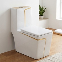 WC monobloc de luxe moderne en céramique à double chasse, à poser au sol, pour salle de bain, avec siphon en S et en P, cuvette et siège inclus