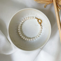 Bracelet de perles d'eau douce ovales baroques légères de luxe en acier inoxydable fermoir bijoux de fête pour filles longueur de chaîne 18CM