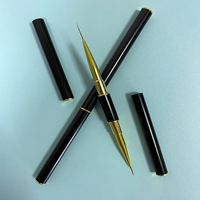 Pinceau double tête pour nail art, stylo à dessin pour lignes 11mm/15mm, pinceaux à ongles avec manche doré/noir, outil de manucure artistique