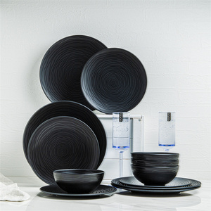 Service de vaisselle de luxe en organica noir 12 pièces 100% plats réutilisables en mélamine morden finition mate - Product Image 3