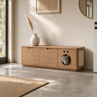 Arbre à chat moderne en bois avec griffoir intégré pour chats d'intérieur dans le salon et la chambre