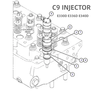 बिल्ली इंजन डीजल स्पेयर भाग 387-9433 बिल्ली कमला के लिए injectors c9 c9 इंजेक्टर
