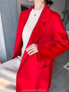 Manteau en <span class=keywords><strong>laine</strong></span> pour <span class=keywords><strong>femme</strong></span>, long manteau d'hiver couleur unie, style européen, <span class=keywords><strong>trench</strong></span>-coat rouge - Product Image 6