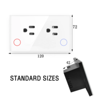 Prise murale intelligente Wifi/Zigbee avec écran tactile en verre, double prise, minuterie, surveillance de la consommation électrique, compatible avec Google Alexa, 120 US AU Tuya Smart Life