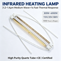 Lampe chauffante infrarouge à ondes courtes à double tube, tension personnalisée, pour le thermoformage et le durcissement des revêtements