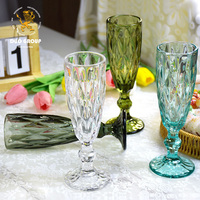 Flûtes à champagne populaires à pied, épaisses et colorées, 135 ml, motif gaufré vintage, pour mariages et fêtes