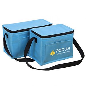 Custom Logo <b>Collapsible</b> Insulated 8 Can Cooler Bag Soft Sided Beverage Holder Front Pocket for Outdoor Event Giveaways - Product Image 6