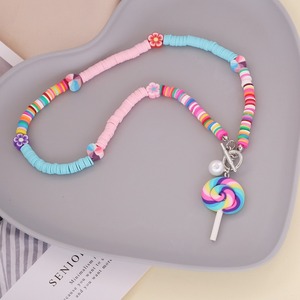 Argile douce délicieux sucette collier goutte boucle d'oreille Bracelet de plage coloré drôle 3D bonbons goutte boucle d'oreille collier ensemble de bijoux - Product Image 4