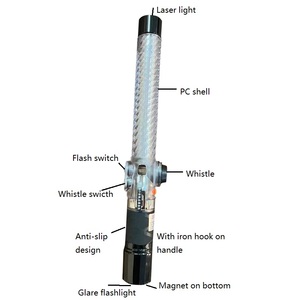 多機能ヘビーデューティー磁気ホイッスルLED警告安全信号スティック自己防衛ワンドトラフィックバトン、トップ照明付き - Product Image 6