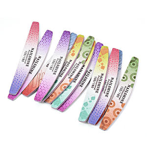 Lima de uñas profesional de doble cara 100/180 Grit Half Moon con logotipo personalizado Mini esmeril de plástico colorido para salones de manicura - Product Image 5
