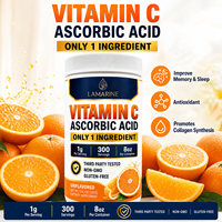 Poudre de Vitamine C (Acide L-Ascorbique) Premium 500g, 500 Doses, Testée en Laboratoire, Sans OGM, Favorise la Synthèse du Collagène, Antioxydant, Améliore