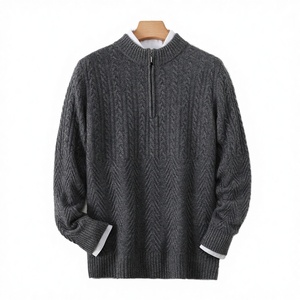 Men's Fashion Casual Breathable Anti-Wrinkle Half Zipper Winter Knitted Thickened Pullover Sweater 30% Cashmere 400g Factory - Product Image 3