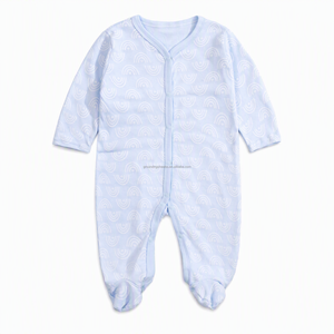 <span class=keywords><strong>Pijama</strong></span> de algodón suave para recién nacido, mameluco de manga larga con pies, unisex, para primavera y otoño, proveedor mayorista - Product Image 5