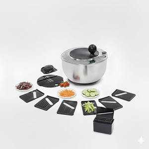 Multifunctional 5 Blade Stainless Steel Fruit Salad Spinner Lettuce Slicer <b>Vegetable</b> Rotary Dryer <b>Chopper</b> Salad Mixer Tools - Product Image 5