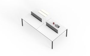 Poste de travail modulaire pour 2 personnes <span class=keywords><strong>avec</strong></span> <span class=keywords><strong>plateau</strong></span> <span class=keywords><strong>coulissant</strong></span> pour câbles et panneau de confidentialité arrière - Product Image 4