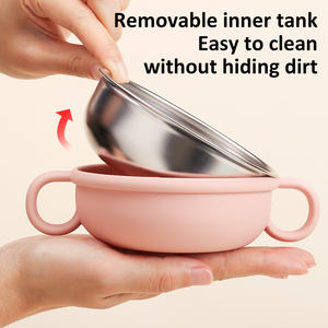 Copo de Treinamento para Bebês em Silicone Livre de BPA com Canudo, Copo de Bebida em Aço Inoxidável 304 com Dupla Parede e Dois Cabos - Product Image 2