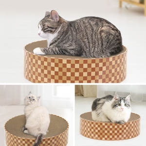 Prix de gros pour commande en vrac : Fournitures écologiques pour animaux de compagnie en papier, vente en gros usine, griffoir pour chat en carton ondulé en forme de bassin à motif damier - Product Image 2