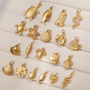 Golden Spirit Creatures | 18K PVD Gold Plated Stainless Steel Whimsical Animal <b>Charms</b> & Sea Life Pendants for DIY Jewelry Making - Product Image 1