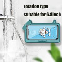 Support de téléphone étanche pour douche, design mignon, haute sensibilité, rotation à 360°, boîtier anti-buée pour salle de bain et toilettes