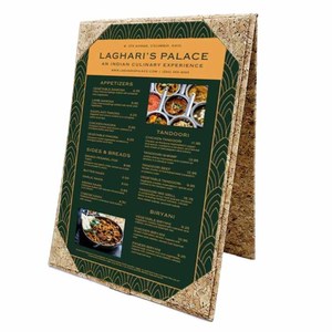 Cubierta de menú de doble cara personalizada de cuero PU del fabricante, soporte de exhibición de menú de cuero, soportes de mesa para menús - Product Image 1