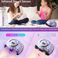 Pengering Kuku LED Plastik Elektrik Cepat Kering 30 Detik dengan Sensor Cerdas Teknologi Canggih, Output Cerdas yang Dapat Disesuaikan 248W, Lampu UV Salon Kuku