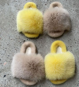 2021 donna pantofole sandali nuovo Custom vera <span class=keywords><strong>visone</strong></span> diapositive di lusso pelliccia di volpe sandali <span class=keywords><strong>ciabatte</strong></span> per donna - Product Image 2