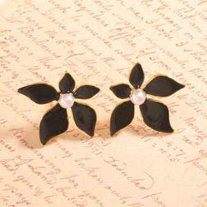 Pendientes de perlas con diseño de flor de Jingciren Boutique, joyería de alta gama para mujer, estilo ligero y lujoso, con diseño de rosa y gota de aceite. - Product Image 2