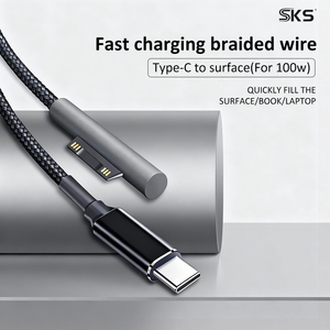 100W USB-C オス - <span class=keywords><strong>Microsoft</strong></span> Surface 専用メスポートアダプターケーブル ナイロン編組高速充電 Surface Pro/ラップトップ用 - Product Image 2