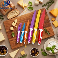 Ensemble de couteaux de cuisine Yangjiang personnalisés 7 pièces, entièrement colorés, antiadhésifs, en acier inoxydable, comprenant un couteau de chef, un couteau à pain, un couteau à découper, un couteau à éplucher
