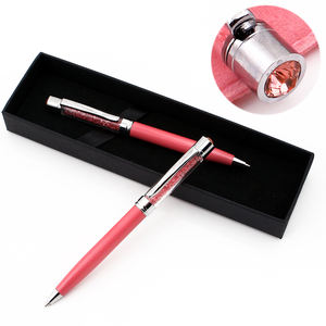 Bolígrafo de Metal Rosa con Mecanismo de Giro y Cristal, con Logotipo Personalizado - Product Image 2