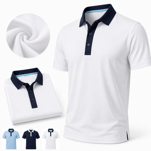 Two Color Combination Polo T <b>Shirts</b> Quick Dry Contrast <b>Collar</b> Breathable <b>Mens</b> Golf Tennis Custom Logo Performance Polo <b>Shirts</b> - Product Image 2