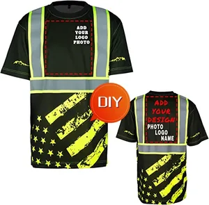 Custom Screenshot Logo Diy Nationale Vlag Veiligheidskleding Reflecterende T-Shirt Hivis Sublimatie Werkkleding T-Shirt