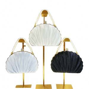 Nueva bolsa clutch elegante de poliéster con encaje blanco para novias, ideal para fiestas y eventos nocturnos, con correa de cadena y cierre. - Product Image 1