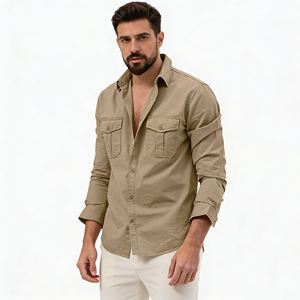 <span class=keywords><strong>Camisas</strong></span> de Hombre a Cuadros Marrones de Moda, <span class=keywords><strong>Marca</strong></span> China, de Manga Larga para Actividades al Aire Libre - Product Image 1