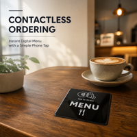 Menu de table intelligent NFC pour la commande en restaurant, carte de menu NFC en acrylique imperméable, étiquette personnalisée pour les avis sur les réseaux sociaux avec dos adhésif