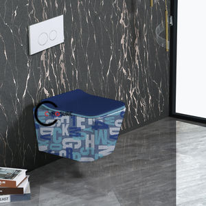 Nouvelle collection d'accessoires pour toilettes intelligentes murales, WC suspendu en céramique doré, WC mural plaqué or. - Product Image 4