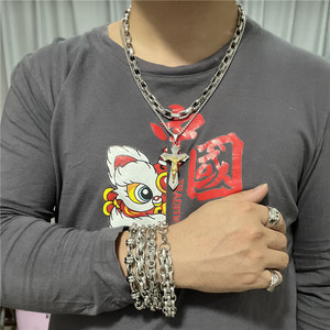 Men's <b>Titanium</b> Steel Cross Pendant Gold Jesus Crucifix Everyday Wear Necklace 120180 - Product Image 3