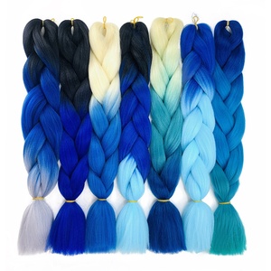 Treccine Jumbo Bicolore Economiche all'Ingrosso, Nere Rosa Bianche Viola Blu, Capelli Sintetici per Intrecciare - Product Image 6