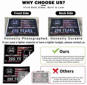Double Sided Eco-Friendly Polyester 250 Years Black American <b>Flag</b> 3x5 Ft for Anniversary Patriotic Design 1776-2026 <b>Flags</b> - Product Image 3