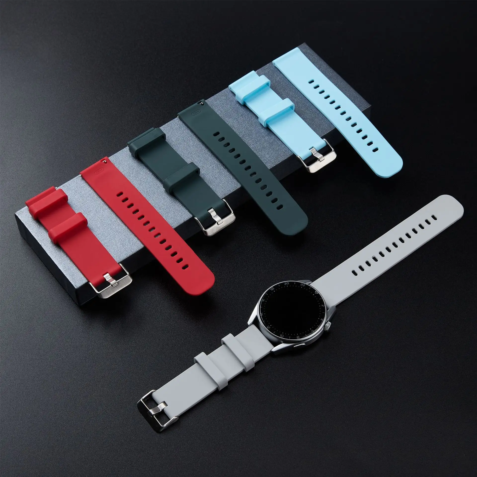 SongMay Factory direct supply suitable for Huawei watch GT flat head personality solid color Samsung buckle silicone strap
