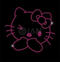 Kitty Cat Hotfix Verre Strass Modèle Bonjour Chat Fer-sur Strass Transfert Conception Patchs