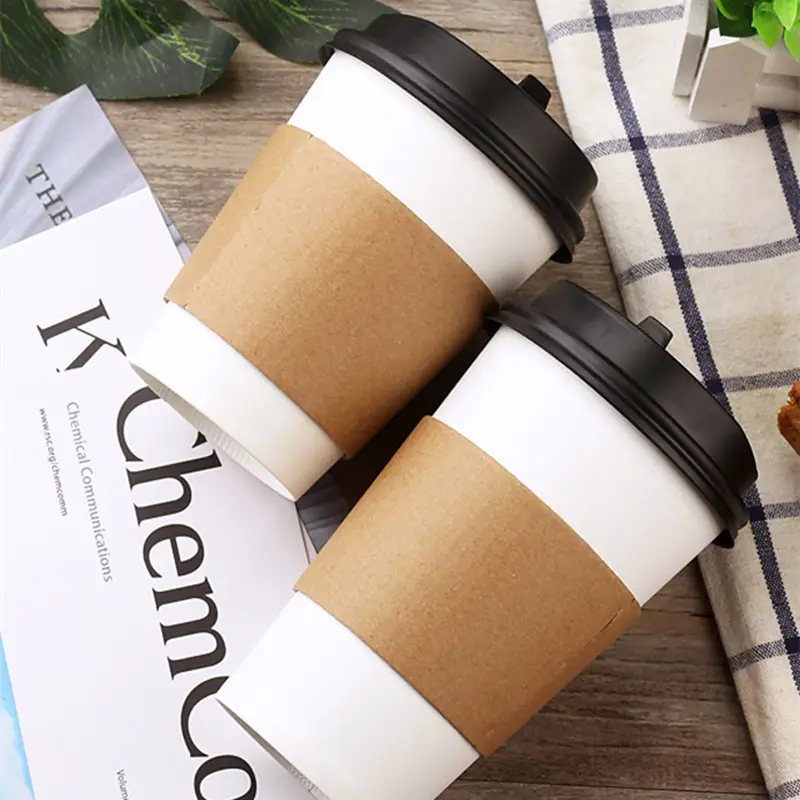 शेयर डिजाइन गर्म कॉफी पेपर कप आस्तीन lids सेट, कागज कॉफी कप कस्टम लोगो, डिस्पोजेबल कॉफी पीने कप lids सेट
